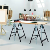 HOMCOM 2 x in hoogte verstelbare steigerbok opklapbare bok tot 200 kg staal zwart(m-12)