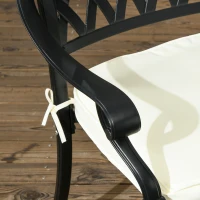 Outsunny Cast Aluminium 4 Seater Outdoor Dining Set with Cushions Parasol Hole Black(m-9)