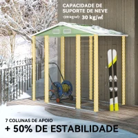 Outsunny Abrigo de Jardim Exterior 2,36m² 213x120x194 cm com Base Reforçada (Piso NÃO Incluído) e Portas de Correr Verde Claro(m-5)
