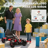 AIYAPLAY Kart Pedales para Niños de +3 Años con Embrague Automático Freno Ruedas Antideslizantes de EVA y Marco Metálico Rojo(m-8)
