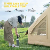 Outsunny Opblaasbare Campingtent, Slaaptent, Oxford-Stof, Netramen, Waterdicht(m-4)