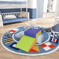 HOMCOM 4er Softbaustein-Set zum Klettern und Rutschen, Kunstlederbezug, für Kinder im Alter von 1-3 Jahren, Mehrfarbig(m-8)