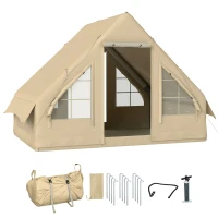 Outsunny Opblaasbare Campingtent, Slaaptent, Oxford-Stof, Netramen, Waterdicht(m-11)