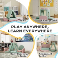 AIYAPLAY Ensemble de 12 blocs en mousse pour l'escalade, la construction, le rampement, les tapis de jeu intérieur avec housse en cordon, Vert + Rose(m-4)