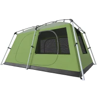 Outsunny Koepeltent 2 Slaapcabines voor Familie, Ecologisch Onderzoek en Profesioneel Gebruik, 4-8 Personen, 410x310cm, Groen(m-11)