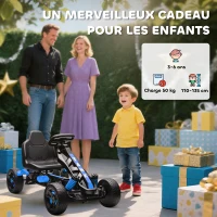 AIYAPLAY Kart à pédales pour enfants, karting enfant 3 à 6 ans avec roue libre, frein, roues EVA antidérapantes, bleu(m-8)