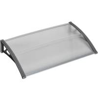 Outsunny Türüberdachung, Schutz vor Regen, Wind und Hagel, Polycarbonat, Aluminium-Verbindungstangen, 110 x 60 x 18 cm, Grau