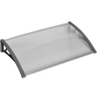 Outsunny Türüberdachung, Schutz vor Regen, Wind und Hagel, Polycarbonat, Aluminium, 110 x 60 x 18 cm, Grau(m-1)