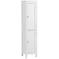 kleankin Tall Bathroom Storage Unit, Slim Bathroom Cabinet with Adjustable Shelves and Double Door, White(m-11)