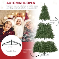 HOMCOM Kerstboom met 700 Warmwitte LED's, 2154 Takken, Vlamvertragend, Kunststof/Metaal, 210 x 142 cm, Groen(m-6)