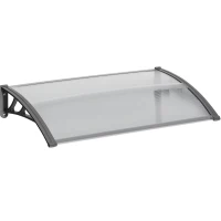 Outsunny Türüberdachung, Schutz vor Regen, Wind und Hagel, Polycarbonat, Aluminium, 110 x 60 x 18 cm, Grau(m-10)