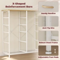 HOMCOM Chest of Ten Fabric Drawers - Beige(m-7)