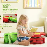 AIYAPLAY 13 PCS Kids Balance Beam Stepping Stones Set with Non-slip Textured Surface, Outdoor Indoor for Toddlers, Green(m-8)