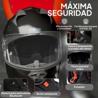 HOMCOM Casco de Moto Integral ECE Talla XL-61-62 cm Casco de Motocicleta con Doble Visera Cabezal Anticolisión y Ventilaciones con Certificación Europea Unisex Color Negro(m-5)