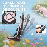 AIYAPLAY Tricycle bébé évolutif 6 en 1, tricycle enfant pliable avec poignée parentale réglable, siège pivotant 360°, rose(m-6)