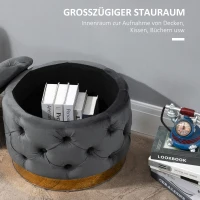 HOMCOM Vintage Hocker, Sitzhocker Truhenbank Fußbank Fußhocker mit Stauraum, Polsterhocker, Metall, Schaumstoff, Kohlegrau, 55 x 55 x 42 cm(m-4)