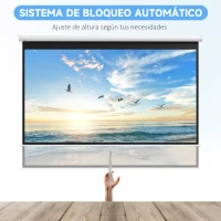 HOMCOM Pantalla de Proyector Manual 120 Pulgadas Formato 16:9 266x149 cm Blanco(m-4)