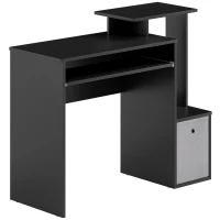 HOMCOM Computer Desk with Sliding Keyboard Tray Storage Drawer Shelf Home Office Workstation Black(m-1)
