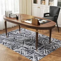 HOMCOM Modern Area Rug, Triangle Pattern Non-Slip Washable Rug, Chenille Floor Carpet for Living Room, Bedroom, Dining Room, Home Office, 170 x 120 cm, Black(m-9)