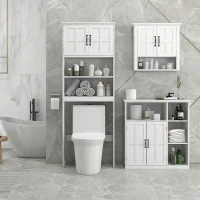 kleankin Meuble salle de bain, armoire salle de bain sur pied avec double porte, tiroir, compartiments ouverts, 80x34x81cm, blanc(m-2)