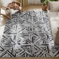 HOMCOM Modern Area Rug, Triangle Pattern Non-Slip Washable Rug, Chenille Floor Carpet for Living Room, Bedroom, Dining Room, Home Office, 230 x 160 cm, Black(m-10)