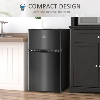 HOMCOM 88L Under Counter Fridge Freezer, Small Refrigerator with 5-Setting, 3 Star Freezer Rating, Black(m-7)