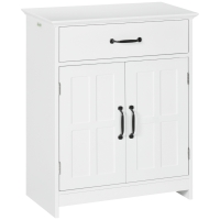 kleankin Mueble de baño armario de baño de pie con doble puerta cajón y estante ajustable 60x30x75 cm Blanco