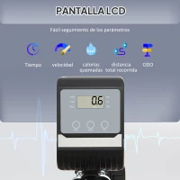 HOMCOM Bicicleta Estática con Respaldo de 8 Niveles de Resistencia con Volante Asiento Ajustable, Pantalla LCD y Soporte(m-5)