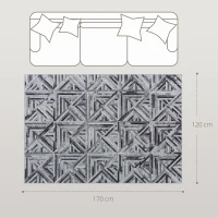 HOMCOM Modern Area Rug, Triangle Pattern Non-Slip Washable Rug, Chenille Floor Carpet for Living Room, Bedroom, Dining Room, Home Office, 170 x 120 cm, Black(m-3)