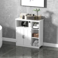 kleankin Mueble de baño armario de baño independiente con doble puerta cajón compartimentos abiertos 80x34x81 cm Blanco(m-4)