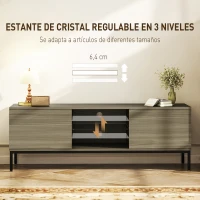 HOMCOM Mueble de TV con Compartimento Orificio de Cables y Estante Ajustable para Televisión de 60 Pulgadas 140x40x49,5 cm Gris(m-5)