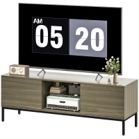 HOMCOM Mueble de TV con Compartimento Orificio de Cables y Estante Ajustable para Televisión de 60 Pulgadas 140x40x49,5 cm Gris(m-11)