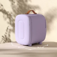 HOMCOM Kleiner Extra-leiser 4L 9V/240V Kühlschrank zum Kühlen und Heizen Mini-Kühlschrank 20,3x26,3x28 cm Violett(m-3)