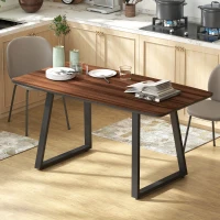 HOMCOM Esstisch im Industriedesign für 6 Personen, ausziehbare Tischplatte, 120 cm x 80 cm x 76 cm, Schwarz + Braun(m-7)