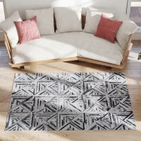 HOMCOM Modern Area Rug, Triangle Pattern Non-Slip Washable Rug, Chenille Floor Carpet for Living Room, Bedroom, Dining Room, Home Office, 170 x 120 cm, Black(m-11)