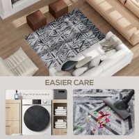 HOMCOM Modern Area Rug, Triangle Pattern Non-Slip Washable Rug, Chenille Floor Carpet for Living Room, Bedroom, Dining Room, Home Office, 170 x 120 cm, Black(m-5)