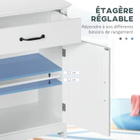 kleankin Meuble salle de bain, armoire salle de bain sur pied avec double porte, tiroir et étagère réglable, 60x30x75cm, blanc(m-5)