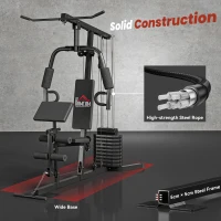 HOMCOM Multi-Exercise Gym Station, with 45kg Weight Stack, for Full Body Workout(m-6)