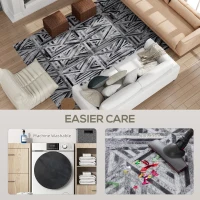 HOMCOM Modern Area Rug, Triangle Pattern Non-Slip Washable Rug, Chenille Floor Carpet for Living Room, Bedroom, Dining Room, Home Office, 290 x 200 cm, Black(m-5)