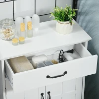 kleankin Mueble de baño armario de baño de pie con doble puerta cajón y estante ajustable 60x30x75 cm Blanco(m-5)