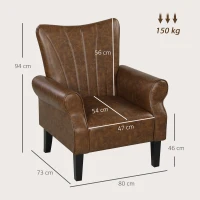 HOMCOM Upholstered Accent Chair with Rolled Arms and Wood Legs, Armchair for Living Room Bedroom, Brown(m-3)