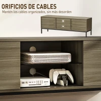 HOMCOM Mueble de TV con Compartimento Orificio de Cables y Estante Ajustable para Televisión de 60 Pulgadas 140x40x49,5 cm Gris(m-6)
