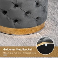 HOMCOM Vintage Hocker, Sitzhocker Truhenbank Fußbank Fußhocker mit Stauraum, Polsterhocker, Metall, Schaumstoff, Kohlegrau, 55 x 55 x 42 cm(m-5)