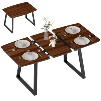 HOMCOM Mesa de Jantar Extensível com Efeito de Madeira para 4-6 Pessoas com Estrutura de Aço 120-160x80x76cm Marrom e Preto(m-6)