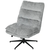 HOMCOM Chaise pivotante sans accoudoirs, chaise de bureau rembourrée avec revêtement en tissu doux, réglable en hauteur, pieds en acier, Gris(m-1)