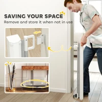 PawHut Retractable Pet Safety Gate, Folding Dog Barrier, Grey(m-5)