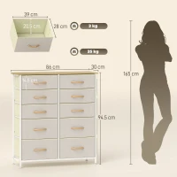 HOMCOM Chest of Ten Fabric Drawers - Beige(m-3)