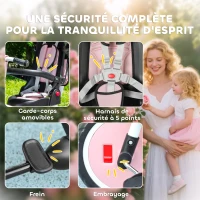 AIYAPLAY Tricycle bébé évolutif 6 en 1, tricycle enfant pliable avec poignée parentale réglable, siège pivotant 360°, rose(m-7)