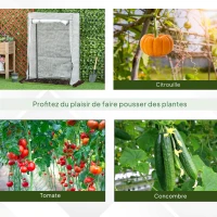 Outsunny Serre de jardin, serre de balcon, bâche renforcée PE, châssis en acier, porte zippée enroulable, 100 x 50 x 150 cm blanc(m-6)