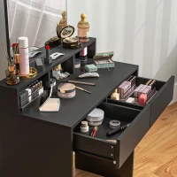 HOMCOM Coiffeuse avec Miroir 2 Tiroirs 3 Compartiments Table de Maquillage pour Chambre 75x38x135 cm Noir(m-5)